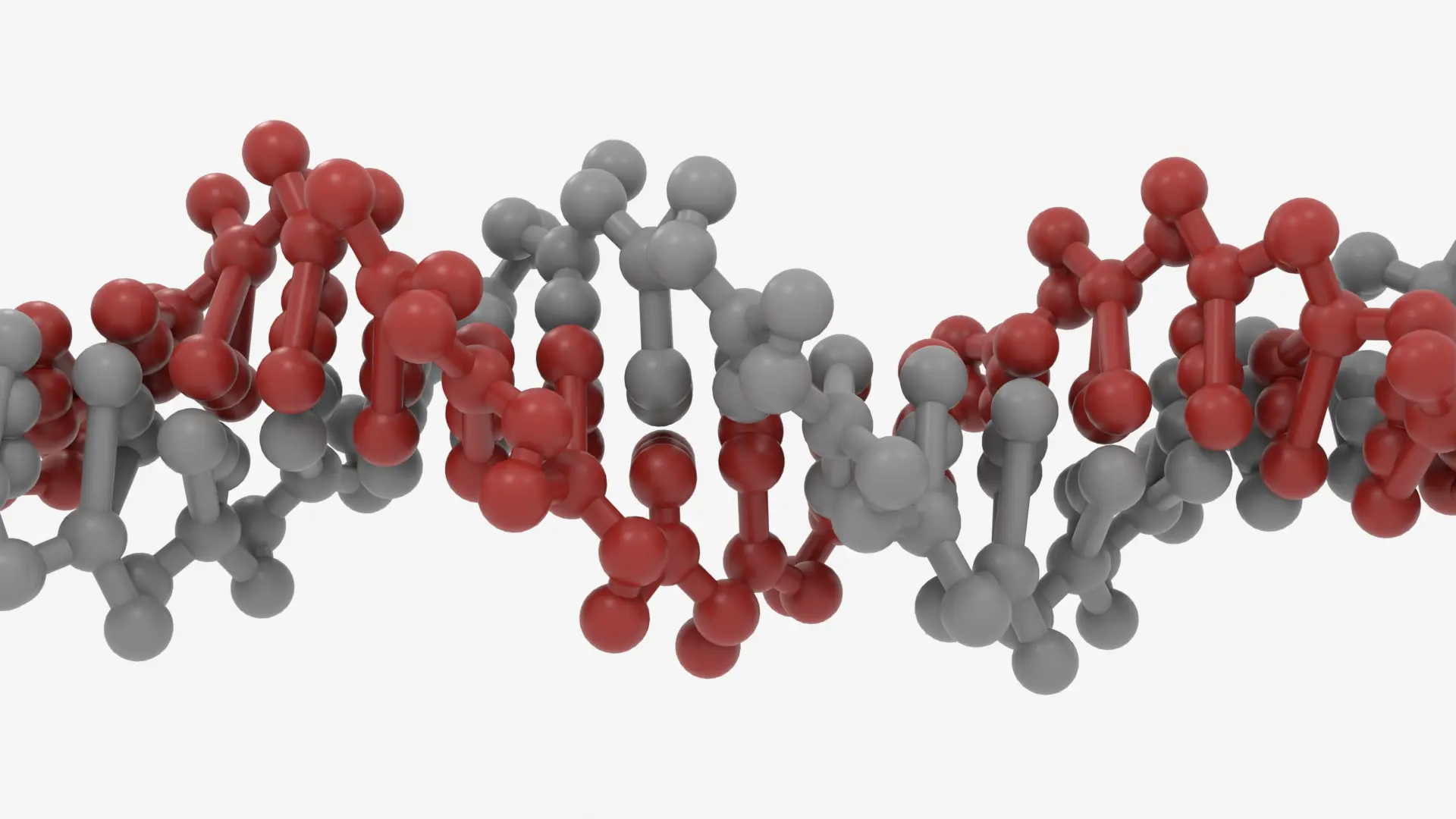 The same stretch of DNA in two resolutions: every atom drawn individually, and the same double helix with atoms grouped into the beads and bonds SIRAH uses.
